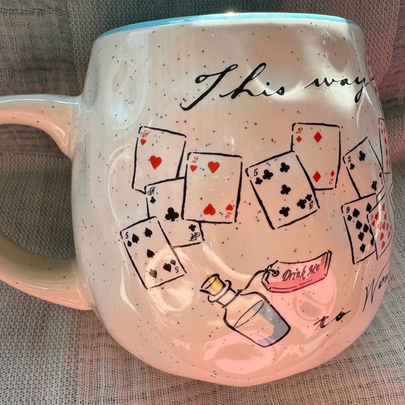 DISNEY ALICE IN WONDERLAND COFFEE MUG W/PLAYING CARDS, MAD HATTER , TEACUPS - Picture 8 of 14